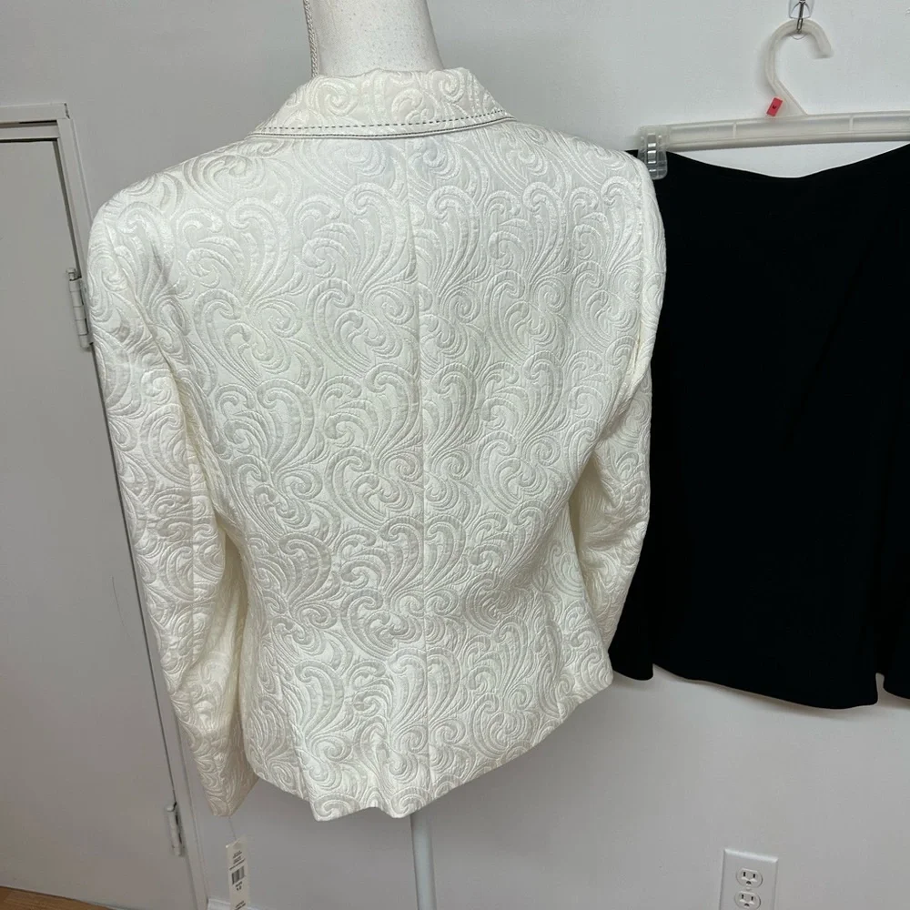 John Meyer Ivory Embroidered Blazer with Black Skirt.Size 12